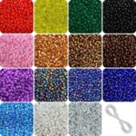 INDIKONB 7500 Multicolor Seed Beads Set - 8/0 Size (Bead Size 3mm), Bright Assortment, 15 Colors, Small Glass Beads