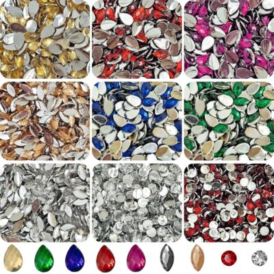 INDIKONB Multicolor Rhinestones Flatback Pastable Kundan Stones Gemstones and Crystals for Art and Crafts, Jewellery Making, Clothes, Embroidery Material DIY kit Flat Stone - FS02