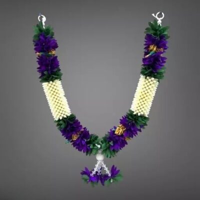 SHRI MATA JI Store Mala for Photo Frames and God Idols, Garland for Photos of Loved Ones, Traditional Mala for Ancestors and Pitra, Pooja Room (Purple, Pack of 1)