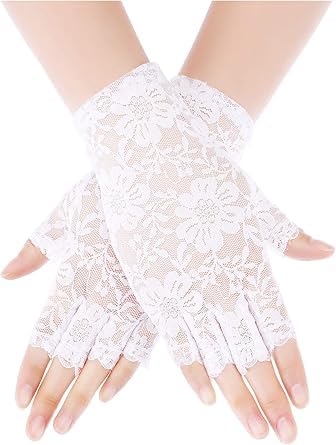 Lace Gloves for Women | Elegant Fingerless Fishnet Bridal & Wedding Gloves | Stylish Net Lace Gloves For Women