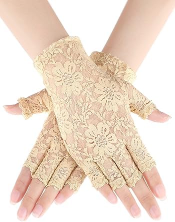Lace Gloves for Women | Elegant Fingerless Fishnet Bridal & Wedding Gloves | Stylish Net Lace Gloves for Women