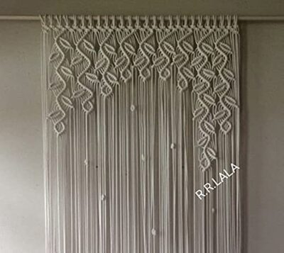 Boho Macrame Hanging Home Decor Cotton String Door Window Office Wall Floral Sheer Curtain Decorative Your House With This Curtain (Off White) (40X80 Inches)