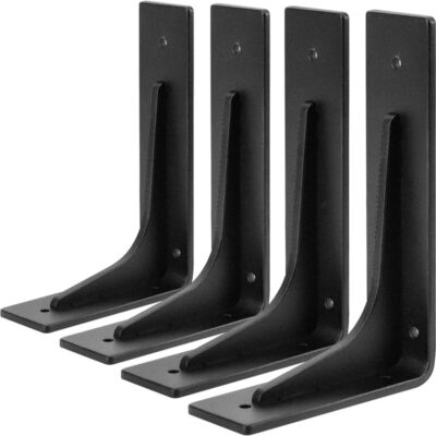10"x6" Heavy Duty Alloy Metal Shelf Brackets (Pack of 4) – L Shape Die-Cast Wall Mount Supports