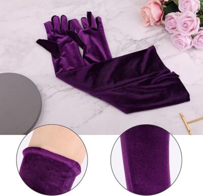 Fancy Dress Wale Women's Long Velvet Gloves – Elegant Opera Style Evening Party Gloves for Costumes, Retro Looks & Fancy Dress