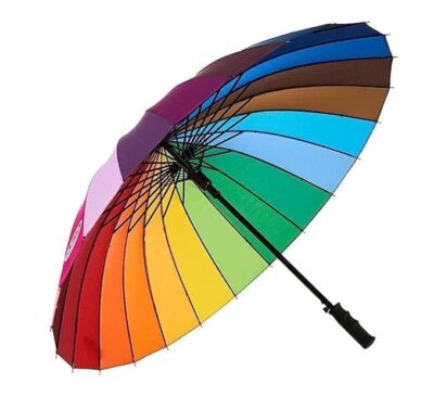 Rainbow 16-Rib Windproof Umbrella – Auto Open, Anti-UV, Colorful & Durable