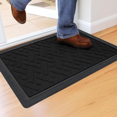 NESTPRIME Durable Anti-Skid Door Mat for Home & Office | Heavy-Duty Entrance Floor Mat with Rubber Border | Water Absorbent & Easy to Clean (Black)
