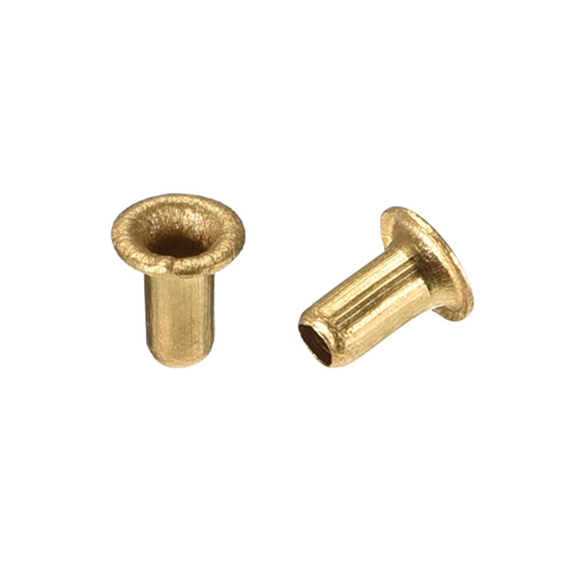 uxcell 200 Pcs 2.5x5mm Copper Hollow Rivets – Brass-Plated Grommets for ...