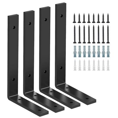 Heavy Duty L Shelf Brackets 6" x 4" (4 Pack) – Solid Iron Wall Mount Shelf Supports with Screws