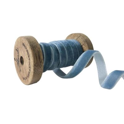 Meraki Cards Antique Blue Velvet Ribbon (W: 7mm, L: 30 Meters)