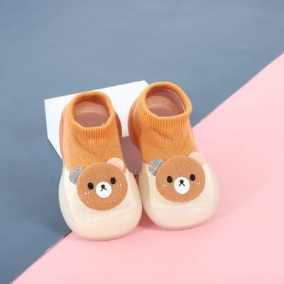 Children's Multicolor Cute Panda Face Cotton and Silicon Rubber base Shoes Cum Socks, Antislip Soft Sole Kid's Shoes, Breathable Socks Shoes For Baby (Multicolor)