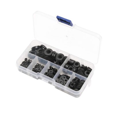 DIY Crafts 364 Pcs Nylon Plastic Insulation Washer & Spacer Set (Black)