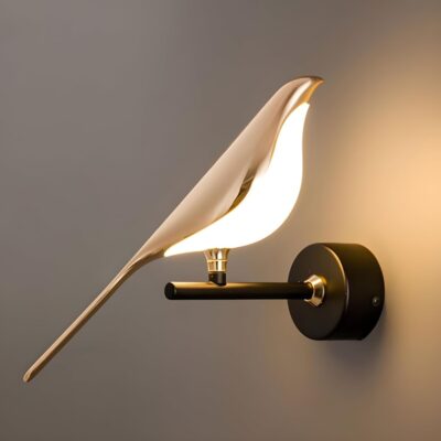 Lyse Decor Golden Metal Bird Wall Light | Modern LED Wall Lamp for Living Room & Bedroom (Single Bird, WL35)