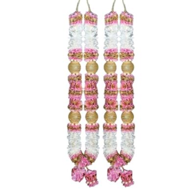 VEDIC VAANI Wedding Varmala for Couples, Garland Mala for Groom and Bride, Jaimala, Artificial Flower Garland (Set of 2) (Light Pink), 22 Inches