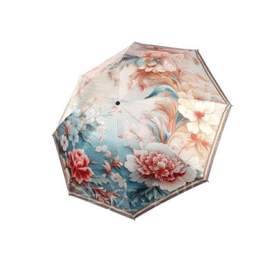 SAJANI Flower Print Folding Umbrella – Windproof, Waterproof, UV-Protection Travel Umbrella