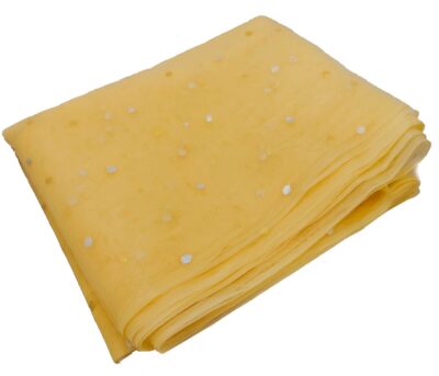 Solid Golden Dotted Net Fabric – 10M Decorative Mesh Cloth (42” Width)