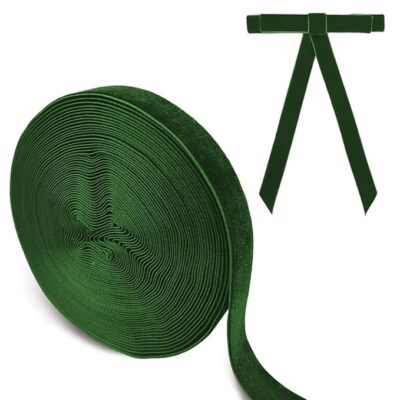 HASTHIP® Velvet Ribbon Roll, 10 Yards Green Decorative Ribbons for Gift Wrapping, 1.5cm Wide Craft Christmas Ribbon for DIY Crafts & Holiday Decoration