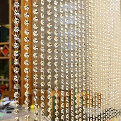 Transparent Crystal Hanging Solid Curtain Crystal String Bead Hanging Curtain With Transparent Glass (Pack Of 10, 15 Cm)