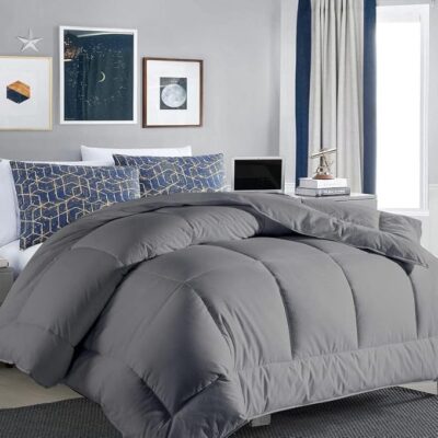 Razzai MammaYo Down Alternative Soft Quilted 300 GSM All Weather Comforter (92" x 106" Inches/233cm x 269cm) - King Size Comforters Silver |Microfiber, lightweight| TC - 400