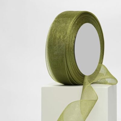 Organza Ribbon (20+ Color Variations Inside) (L-35 Meters, W-1 Inch) | Ribbon for Gift Wrapping, Gift Bows Making, Decoration, Bags Handle (Mehadi, Pack of 1)