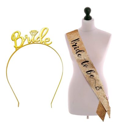 Party Props Glittery Bride to Be Sash and Crown - Bachelorette Party Decorations | Bridal Shower Decorations | Bride to Be Decoration Set Combo | Bride to Be Accessories | Bride to Be Sash and Tiara