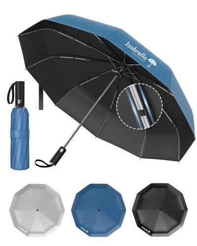 ISABRELLA 10-Rib UV Protection Folding Umbrella for Women – Windproof, Lightweight & Compact