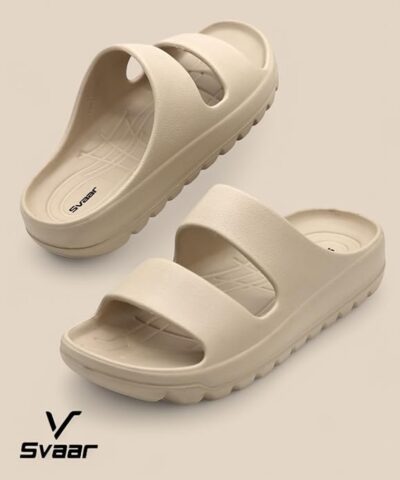 SVAAR Soft EVA Double Strap Slipper for Men | Stylish Anti-skid Slide with Arc Support and Bouncy Sole | Lightweight Indoor-Outdoor Comfort