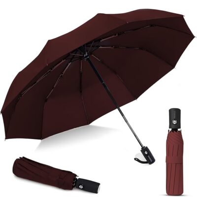 PANCA Windproof Automatic Travel Umbrella – Compact, Heavy-Duty, 8-Rib Design