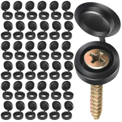 Serplex 300 Pcs Black Plastic Hinged Screw Cover Caps – Snap-On Washer Covers