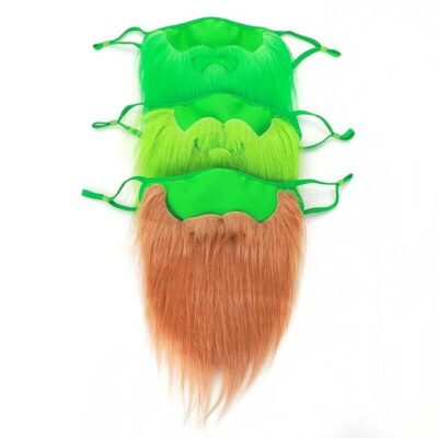 Fake Beard Face Cover St. Patrick's Day Leprechaun Props Fluorescent Green