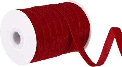 10 Mt Red Velvet Christmas Ribbons 1" for Xmas Gift Wrapping Decoration Art and Craft and Christmas Tree and Wreath Decoration