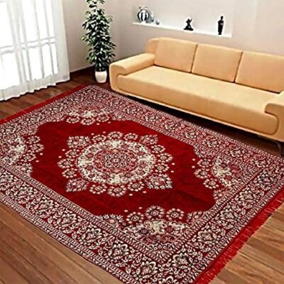 JVK Velvet Touch Designer Carpet for Living Room & Bedroom (Maroon, 5x7 ft)