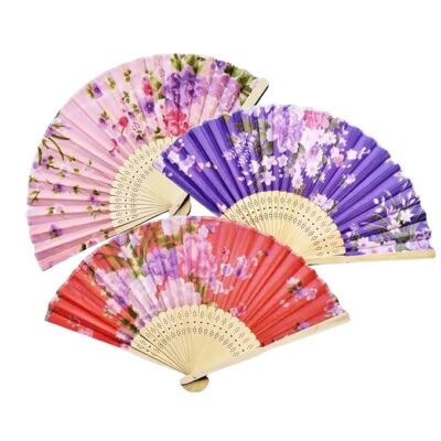 Pack of 2 Premium Japanese Folding Wooden Handheld Fan – Elegant, Portable & Lightweight Fan for Weddings, Travel, Events & Daily Use