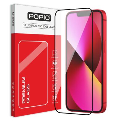 POPIO Military-Grade Gorilla Tempered Glass Compatible For iPhone 13 / 13 Pro / 14 / 16e (Black) 9H Hardness, Edge-to-Edge Full Coverage, Anti-Scratch, Bubble-Free, Ultra Clear HD Glass, Oleophobic Coating, Face ID Compatible