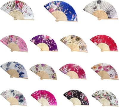 6pcs Hand Fan Traditional Chinese Vintage Bamboo Folding Handheld Flower Fan Chinese Dance Party Pocket Gifts for Wedding Hand Fans Decor Handheld Fans mix (6 Pcs)