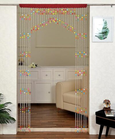 Solid Sheer Polyvinyl Chloride Beads String Door Curtain | Home Wall Window Mandir Decoration | Half Door 7 Feet Long | Multicolor - 1 Piece