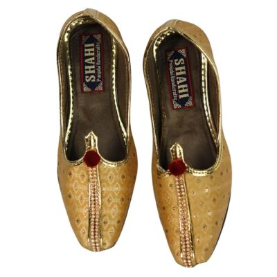 SHAHI PUNJABI FOOTWEAR Kids Boy Punjabi Jutti Sherwani Mojari for Traditional Weddings & Festivals (Golden Color