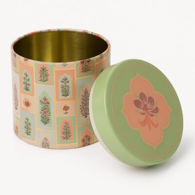 Elegant 3-Piece Decorative Tin Box Set with Lids – Floral & Pastel Design Metal Storage & Gift Containers for Jewelry, Dry Fruits, Cookies & Return Gifts (3pcs)