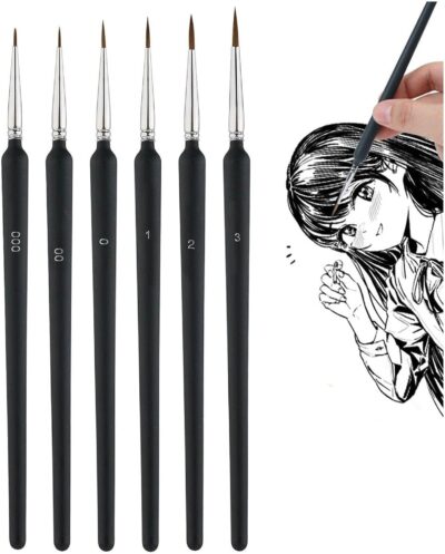 6-Piece Fine Detail Paint Brush Set for Miniatures, Models & Art Projects
