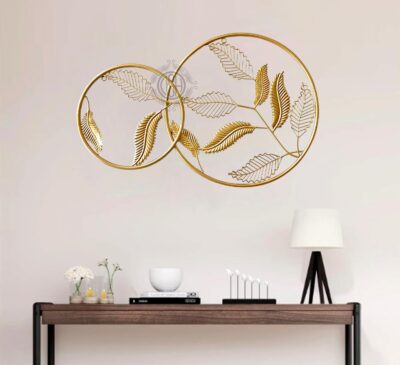 DSH Handcrafted Metal Wall Art | Lotus Leaf Nature-Inspired Wall Hanging Décor for Home & Office (24x16 Inch, Multicolor)
