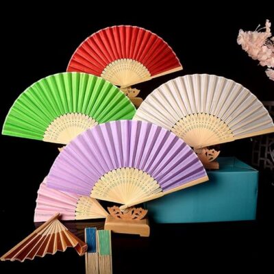 Colorful Floral Pattern Handheld Foldable Japanese Hand Fan Random Any 2pcs
