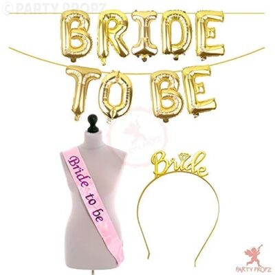 Party Props Bride to Be Decoration Set Combo- 3Pcs Bride to Be Sash and Crown | Bride to Be Foil Banner (cardstock) | Bachelorette Party Decorations | Bridal Shower Decorations Kit | Bride to Be Props