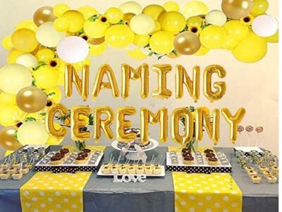 AR Giftzadda Naming Ceremony Letter Foil Balloon Gold (16 inch) for Newborn Baby Girl/Boy Naamkaran Party Decorations (Naming Ceremony)