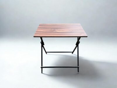 Foldable Metal Frame Wooden Study/Dining Table | Compact & Portable Design | Multipurpose Table for Home, Office, and Study Room (29x19x30 Inches, Natural Wood Finish)