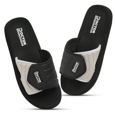 DOCTOR HEALTH SUPER SOFT Orthopedic Slippers for Men | Diabetic Comfort Slides with Velcro Strap | Everyday Wear Slides for Men