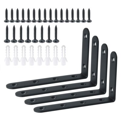 5x3 Inch Heavy Duty Floating Shelf Brackets (Pack of 4, Black Iron)