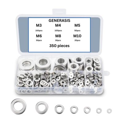 Zinc-Plated Flat Washer Assortment Set – 350 Pcs (6 Sizes)