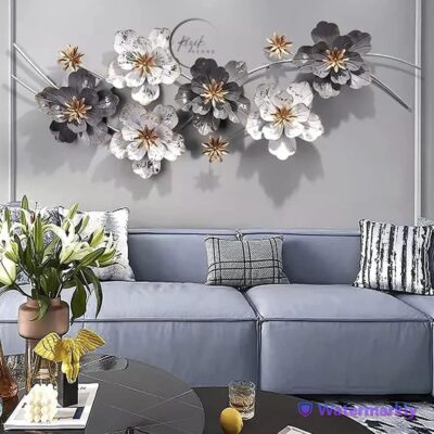 RIZIK STORE Grey & White Metal Abstract Wall Art – 70 cm