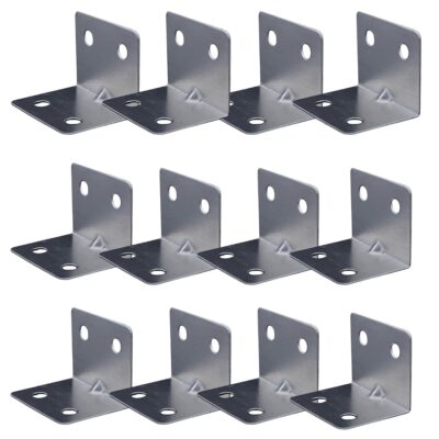 MHS Heavy-Duty L Metal Bracket (1 x 1 x 1.5 Inch, Silver Finish) – Pack of 12 for Shelves & Furniture