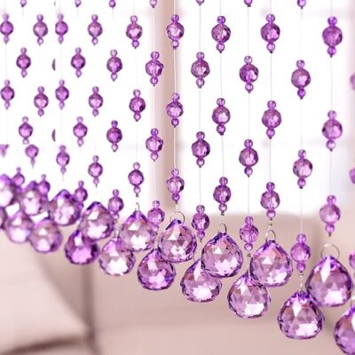 LIGHT WAVE Sheer Curtains Purple Acrylic 10 Strings 6 Feet Crystal Curtain With Purple Crystal Drops For Door, Window, Temple, Partition Area Décor