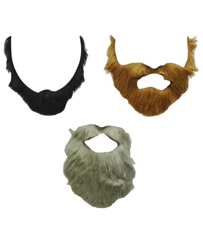 Fake Bear Costume Beard, 3-Pack Halloween Fake Moustache for Kids and Girls, Cosplay Dress Up Accessories for Themed Parties and Stage Performances